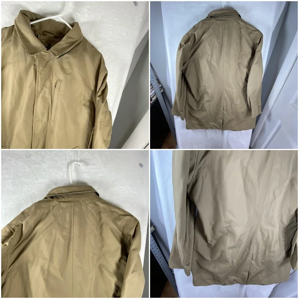Banana Republic Coat Mens 2XL Beige Modern Mac Jac Lined Full Zip Rain Coat